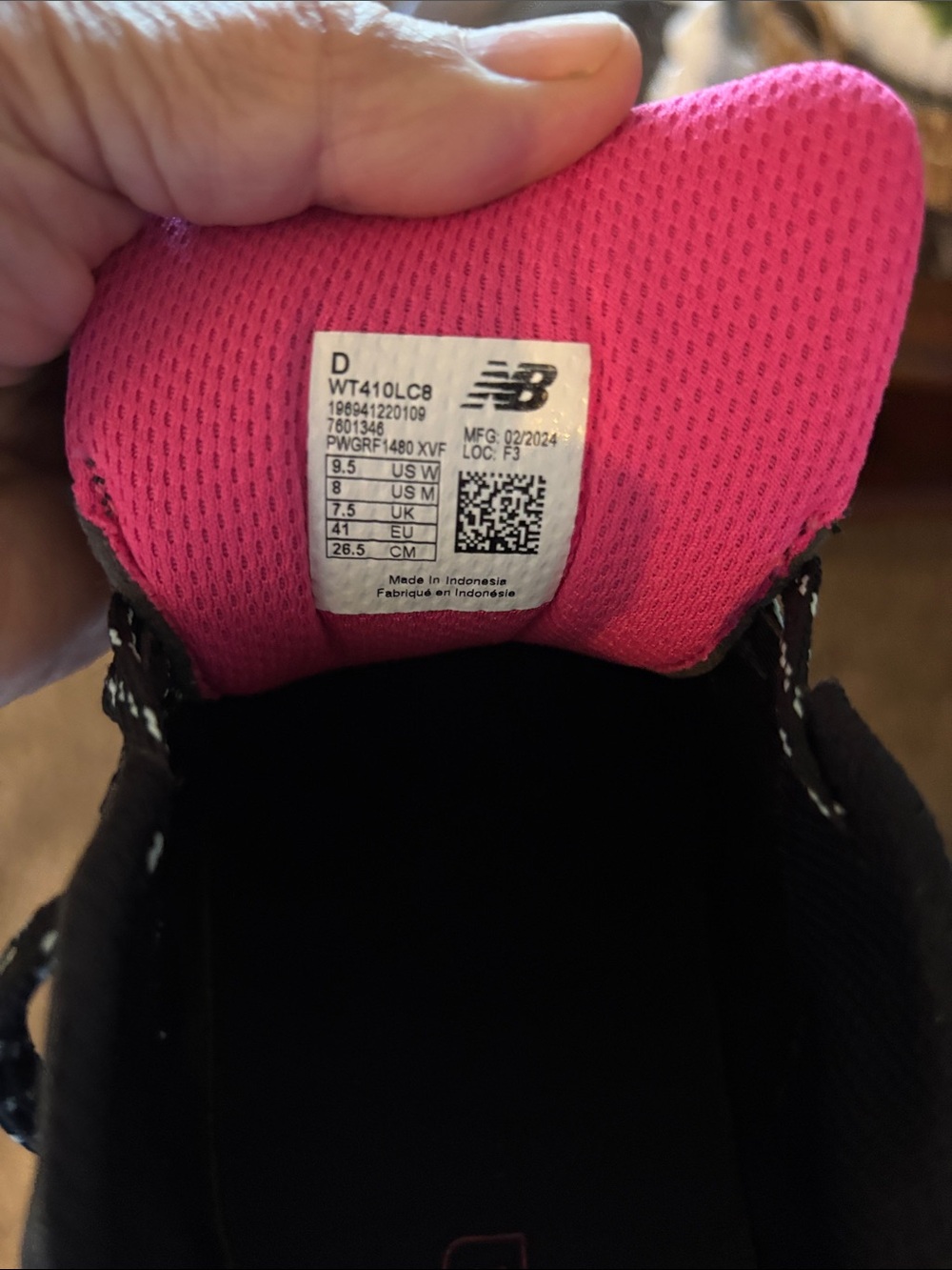New Balance Black Sneakers with Pink & Light Blue Accents - Picture 6 of 7